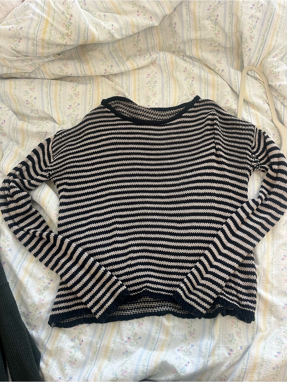 brandy melville Striped Black & Cream Knit Sweater